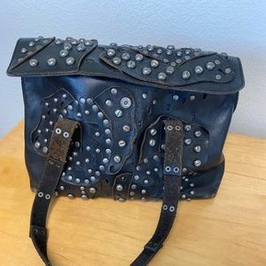 Patricia Nash Black Leather Studded Purse